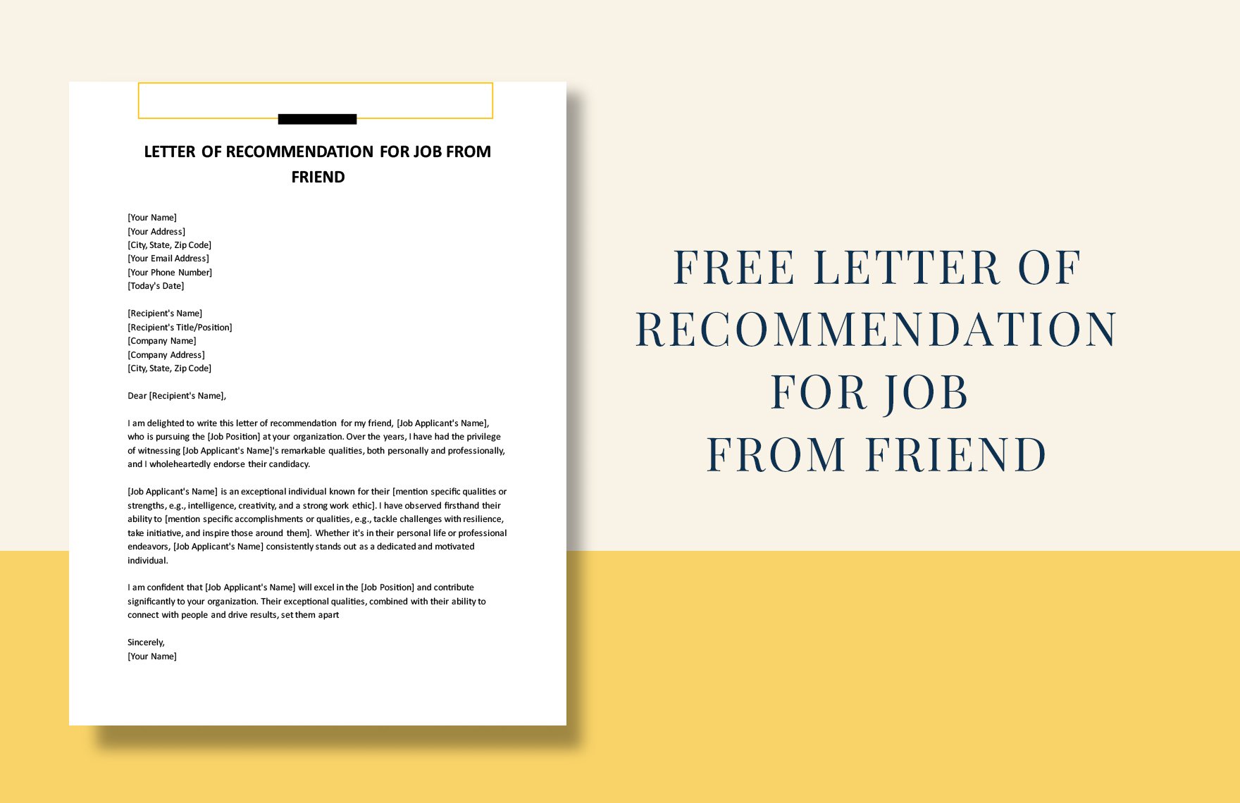 Letter Of Recommendation For Job From Friend
