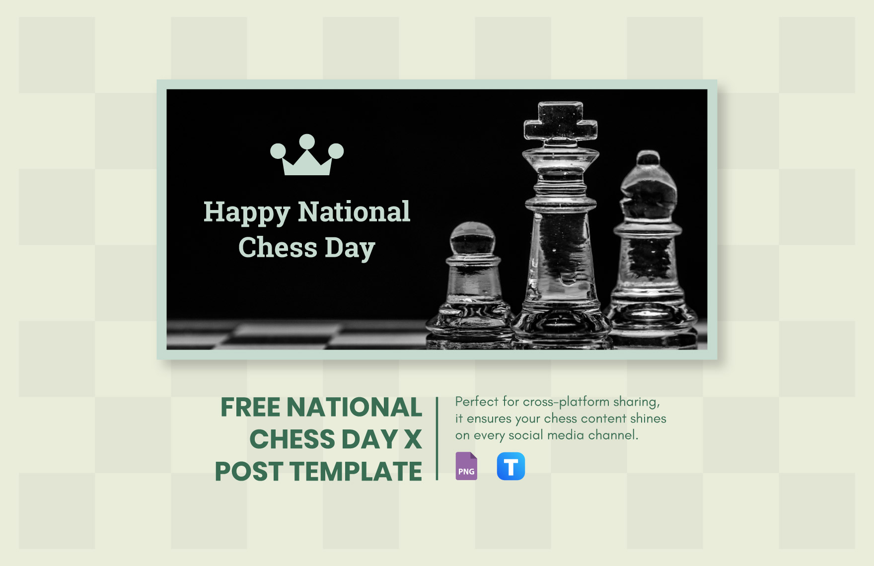 Free National Chess Day X Post Template in PNG