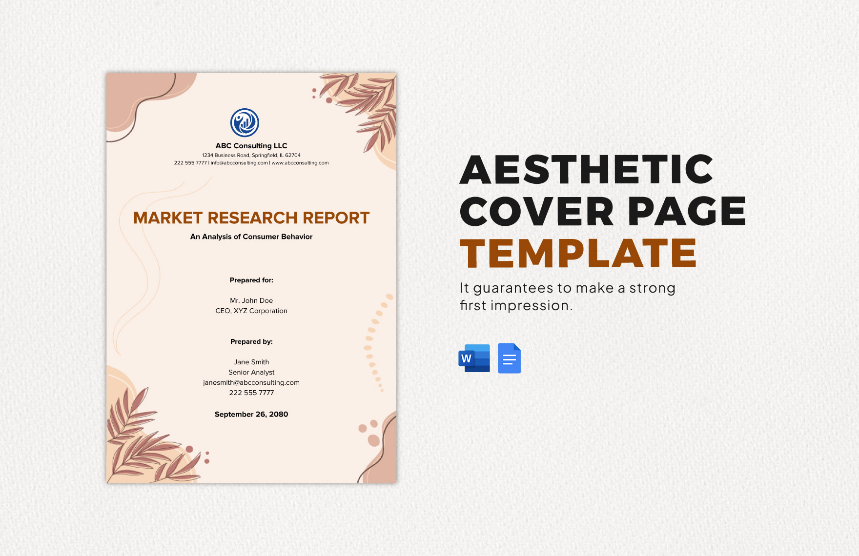 Aesthetic Cover Page Template in Word, Google Docs