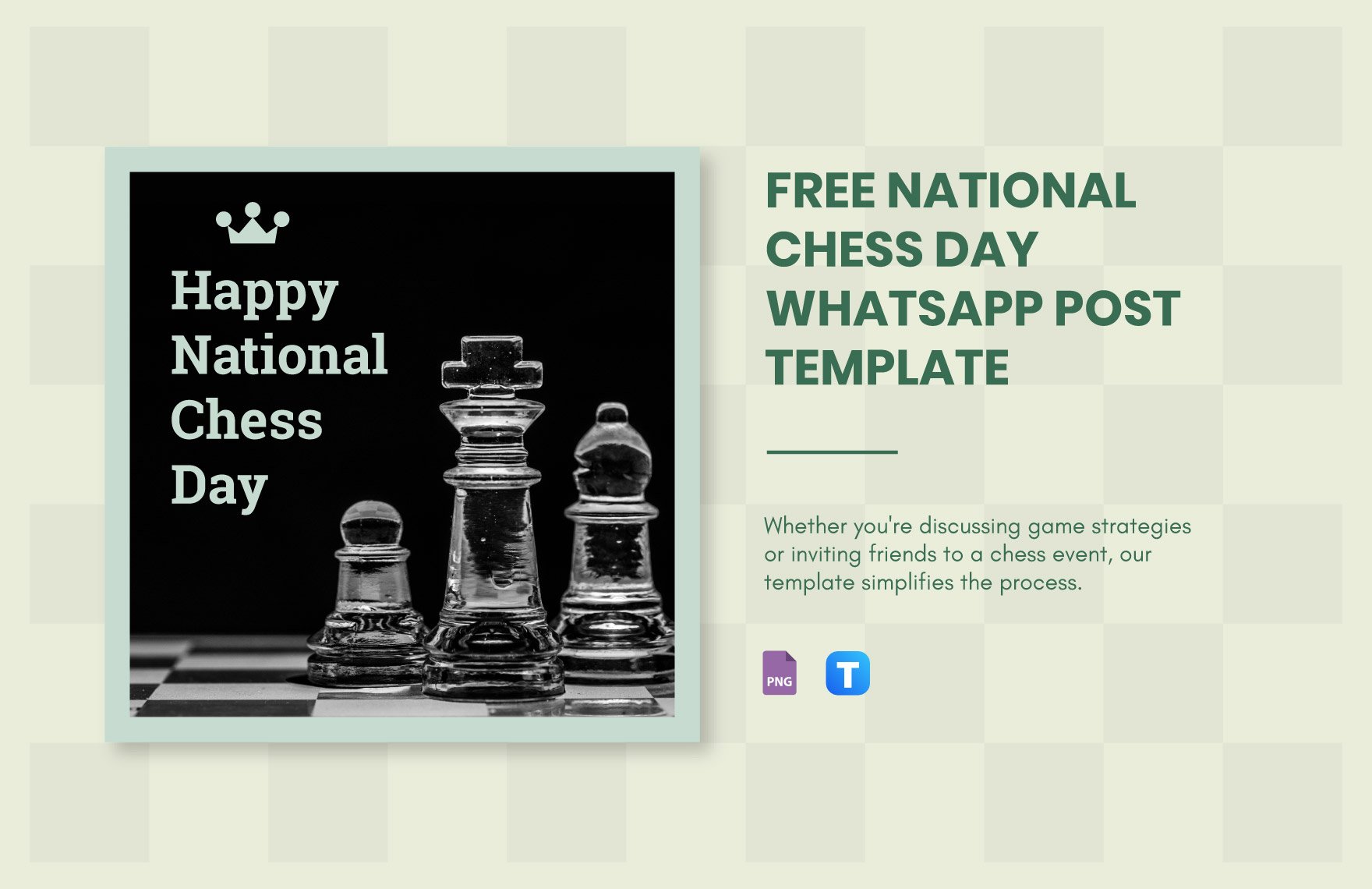 Free National Chess Day WhatsApp Post Template in PNG