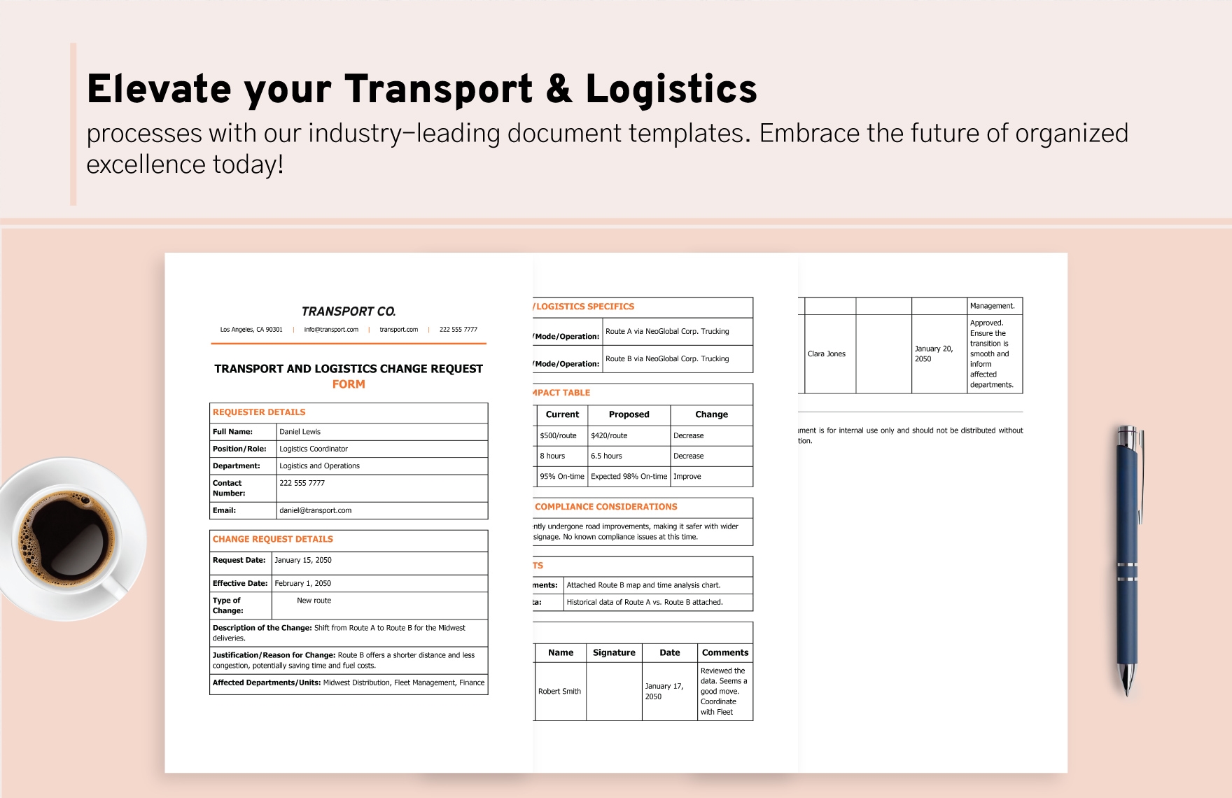 Transport and Logistics Change Request Form Template