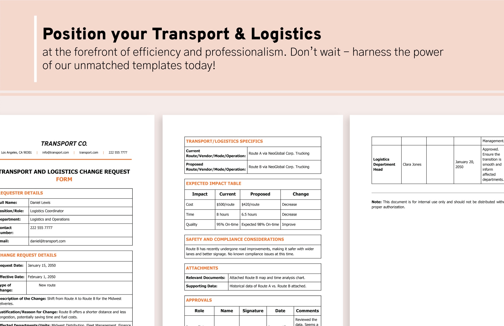 Transport and Logistics Change Request Form Template
