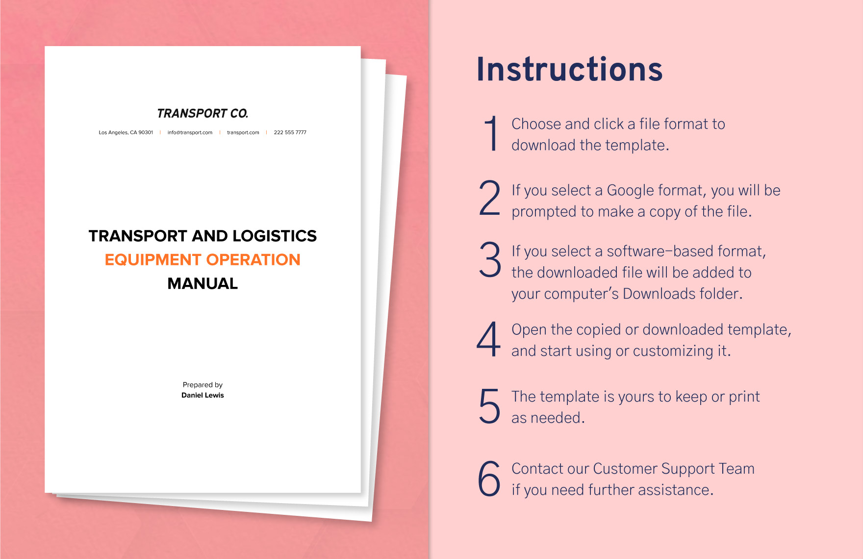 Transport and Logistics Equipment Operation Manual Template