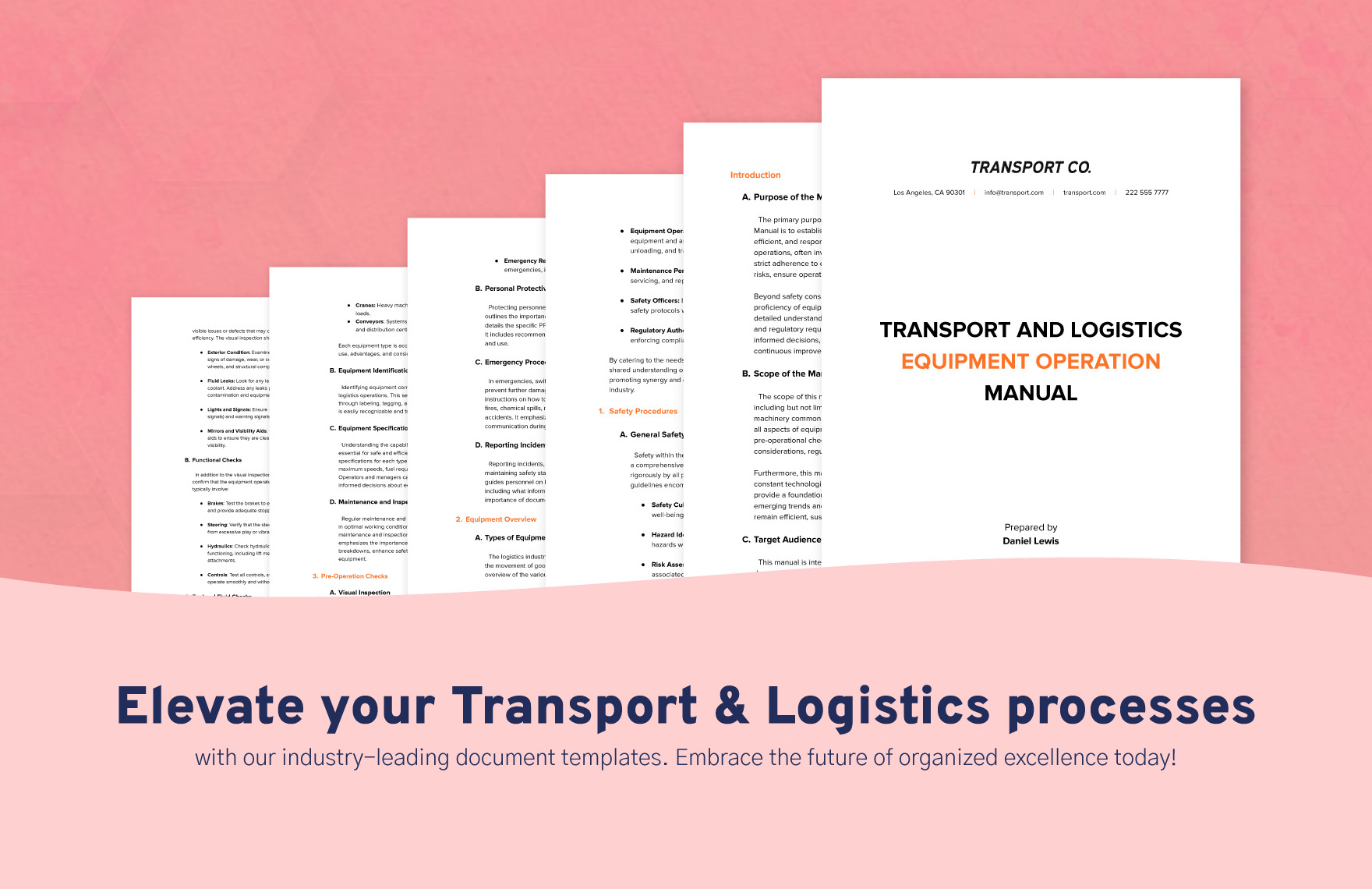 Transport and Logistics Equipment Operation Manual Template