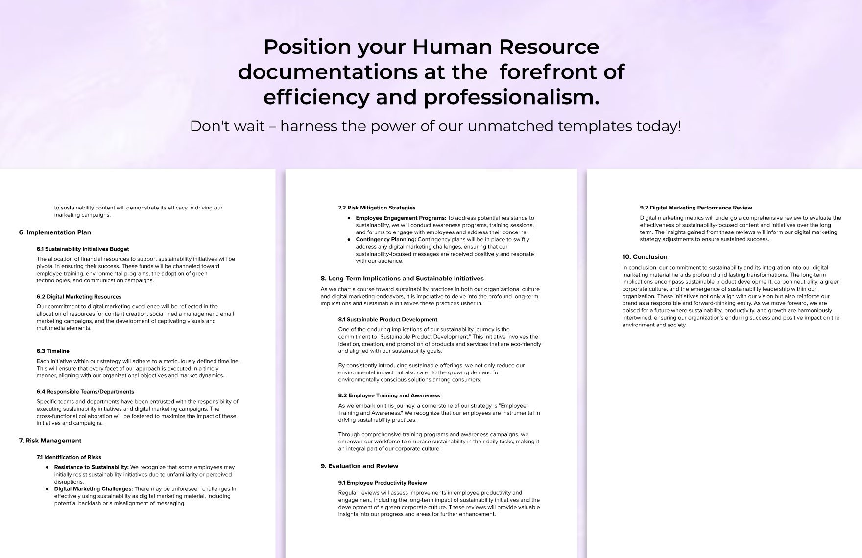 Employee Productivity Research HR Template