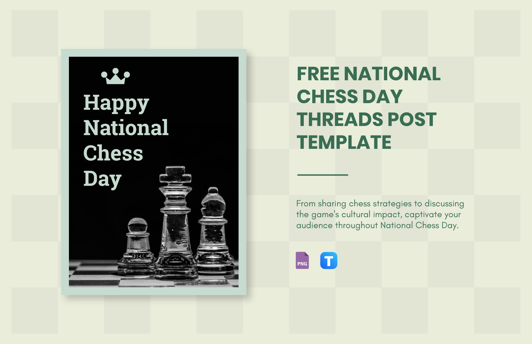 Free National Chess Day Threads Post Template in PNG