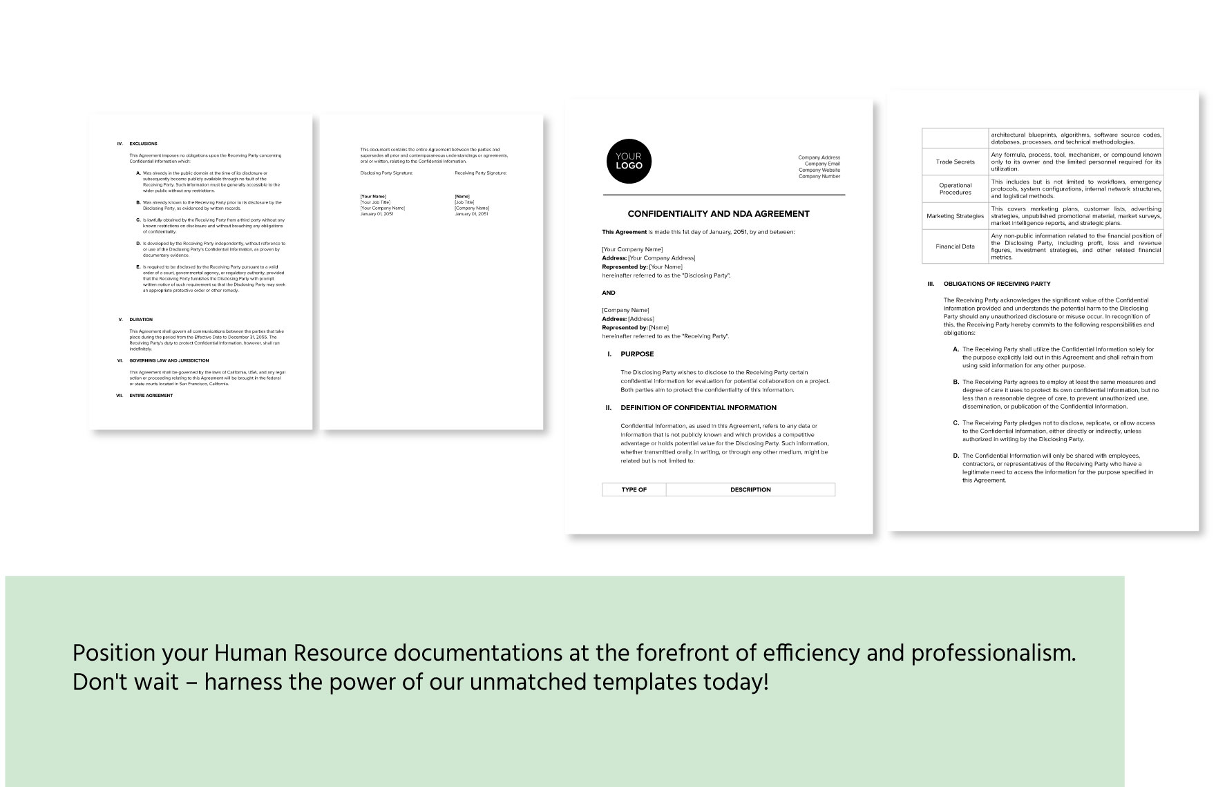Confidentiality and NDA Agreement HR Template