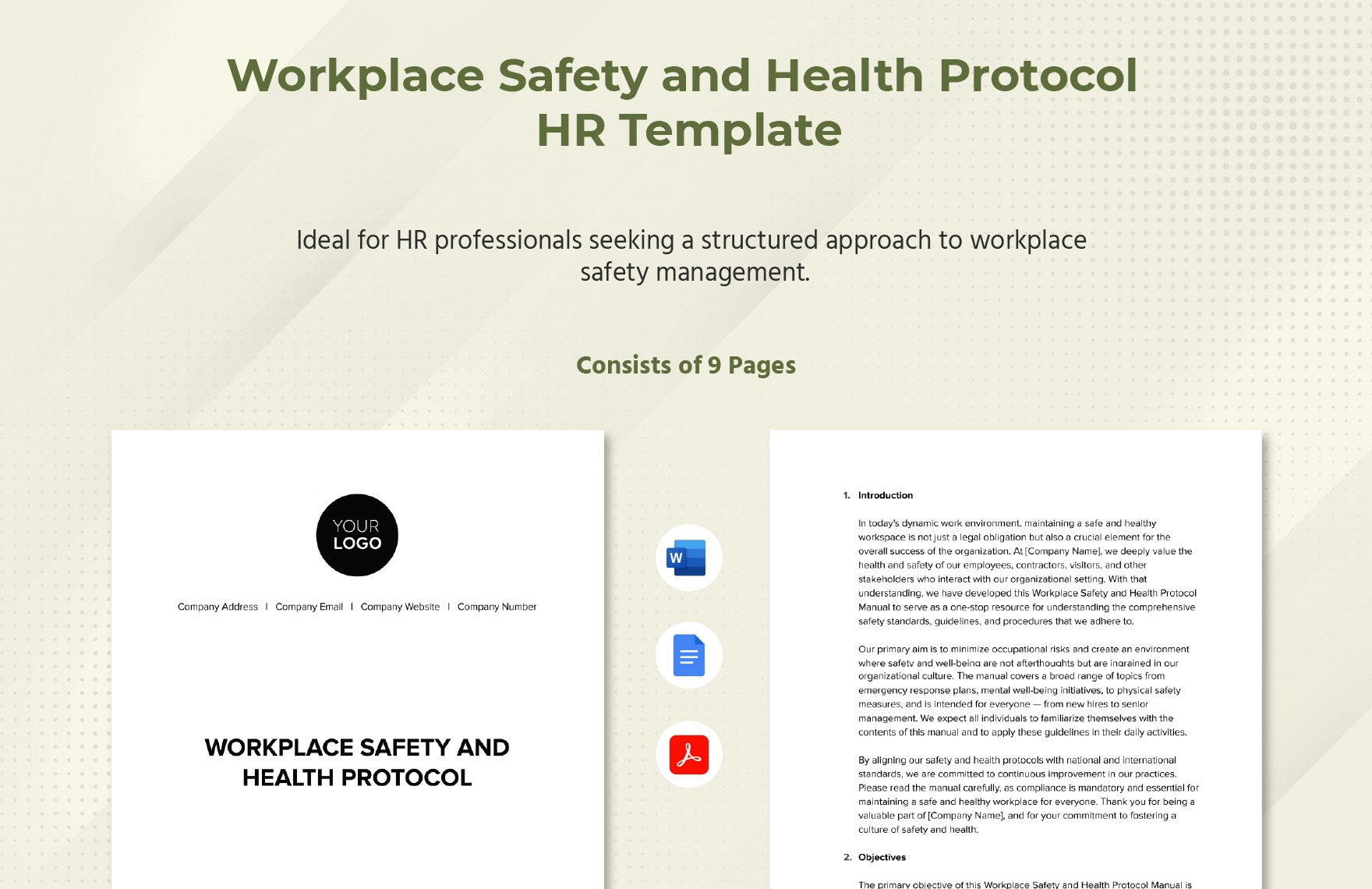 Workplace Safety and Health Protocol HR Template