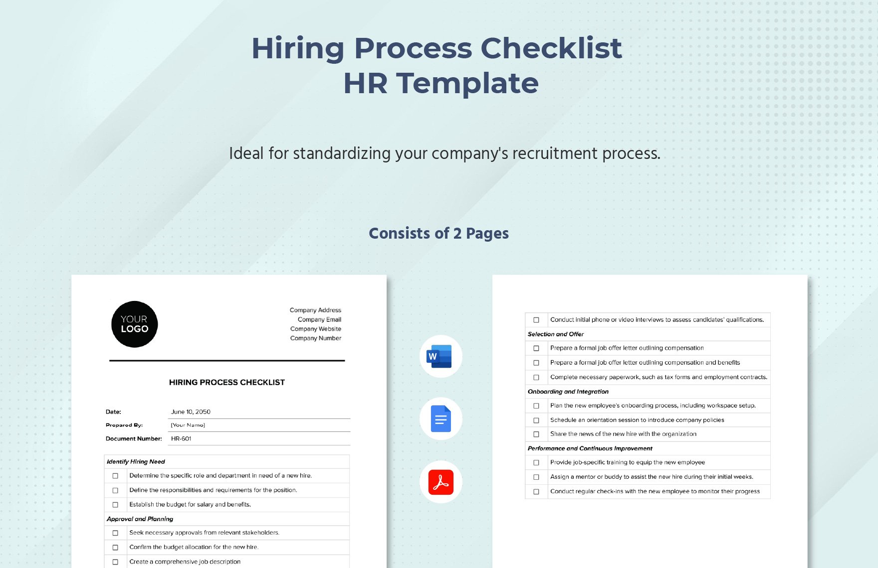 Hiring Process Checklist HR Template