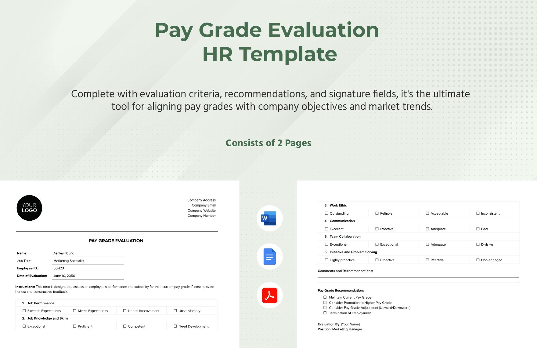Pay Grade Evaluation HR Template