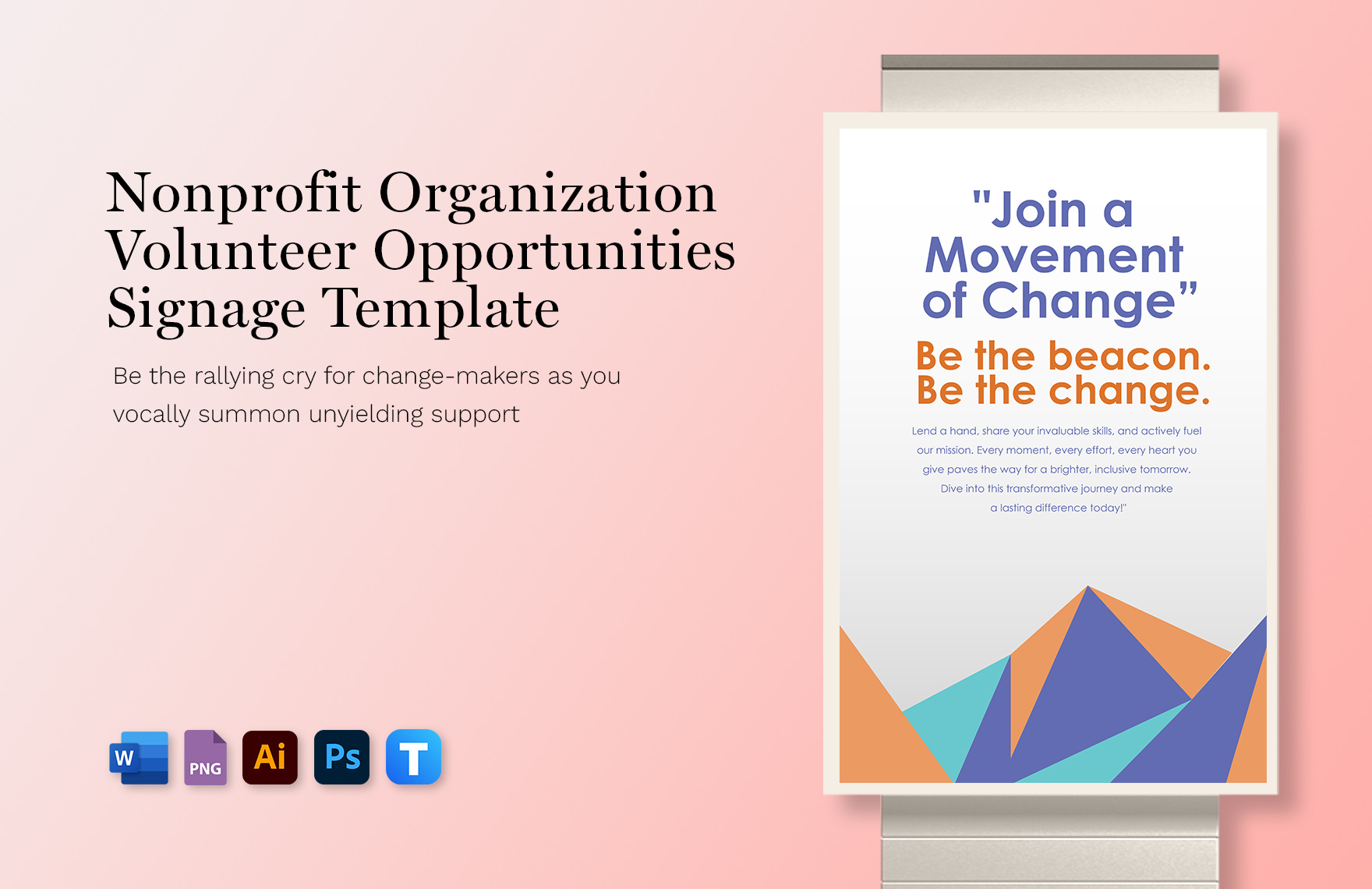 Free Nonprofit Organization Volunteer Opportunities Signage Template in Word, Illustrator, PSD, PNG