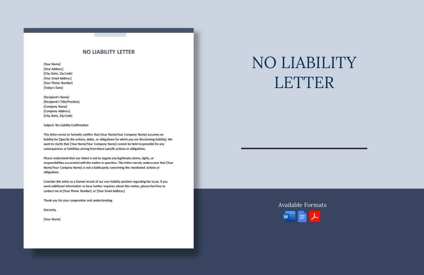 No Liability Letter in Word, Google Docs, PDF