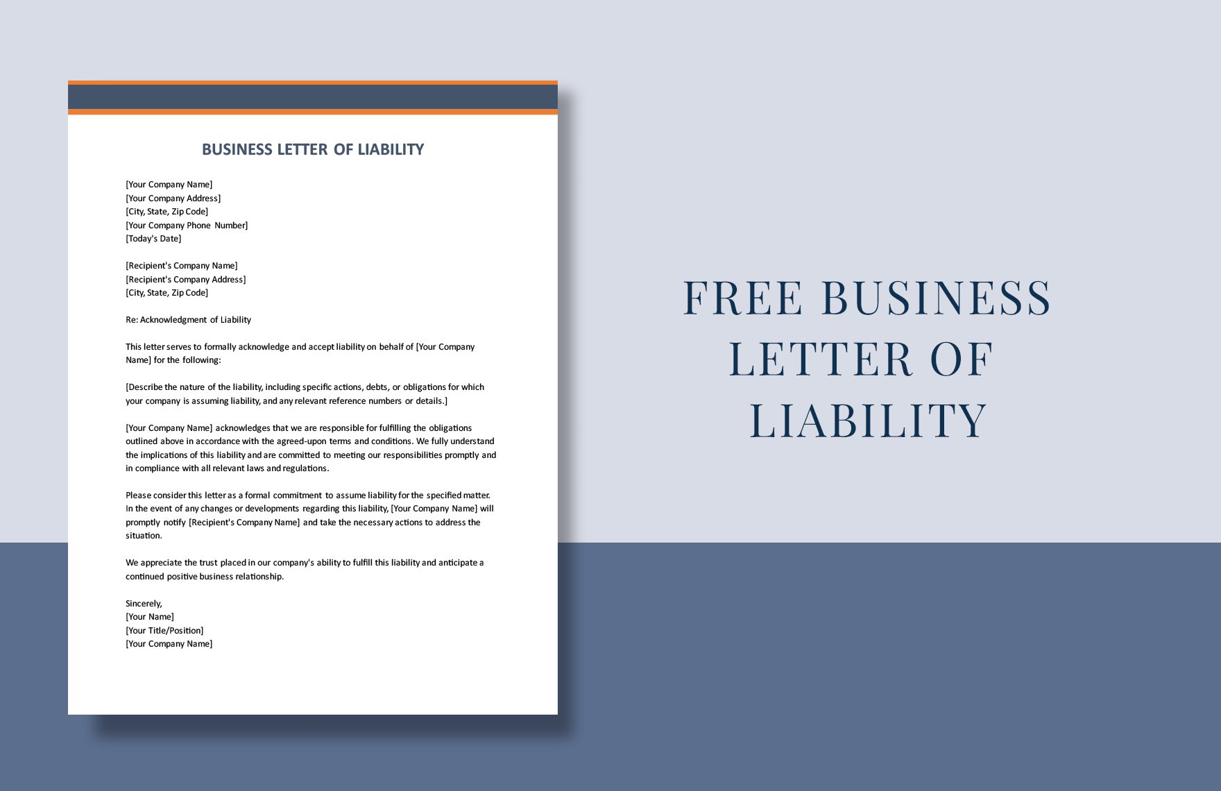 Business Letter Of Liability
