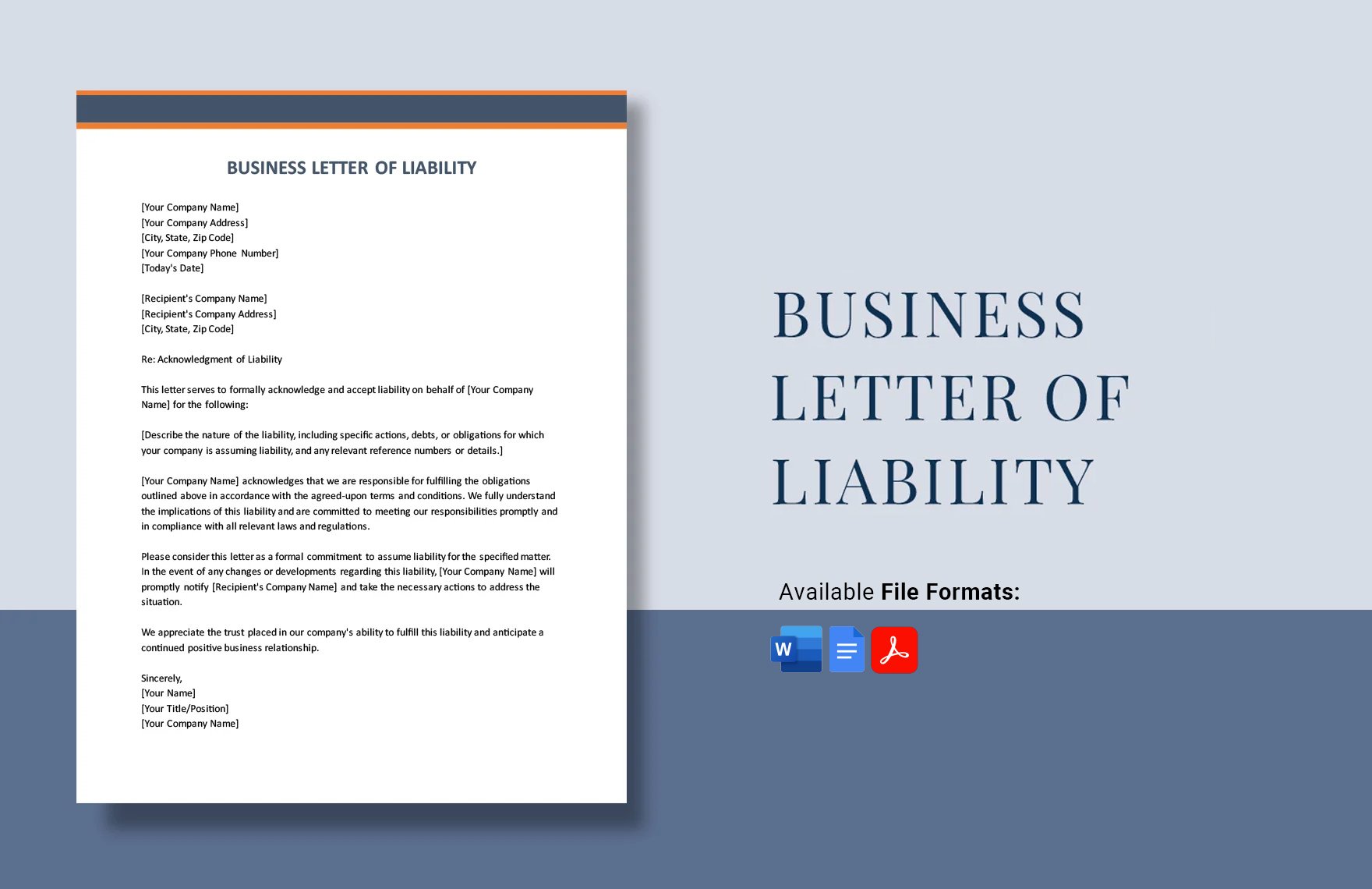 Business Letter Of Liability in Word, Google Docs, PDF