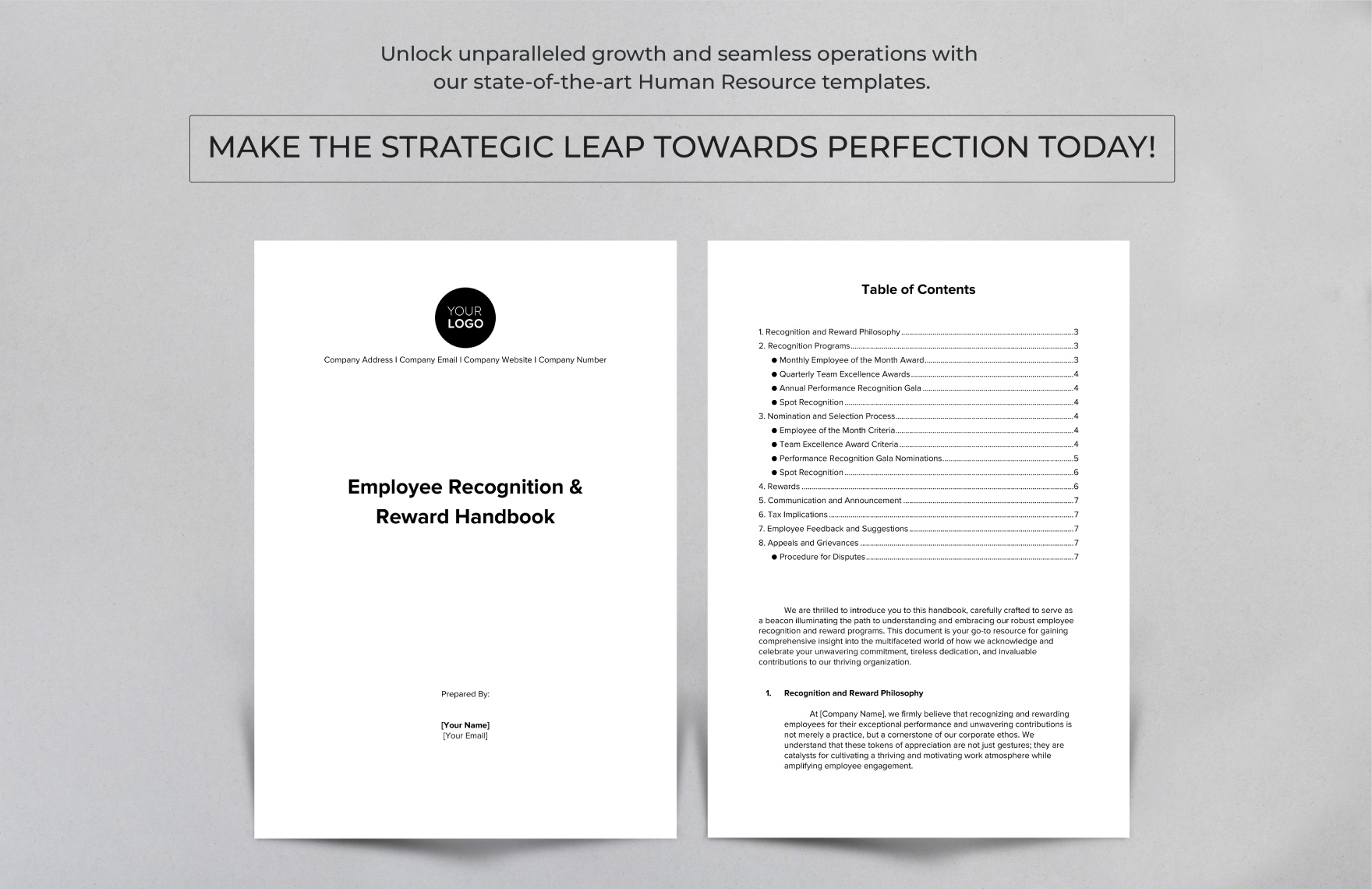 Employee Recognition & Reward Handbook HR Template