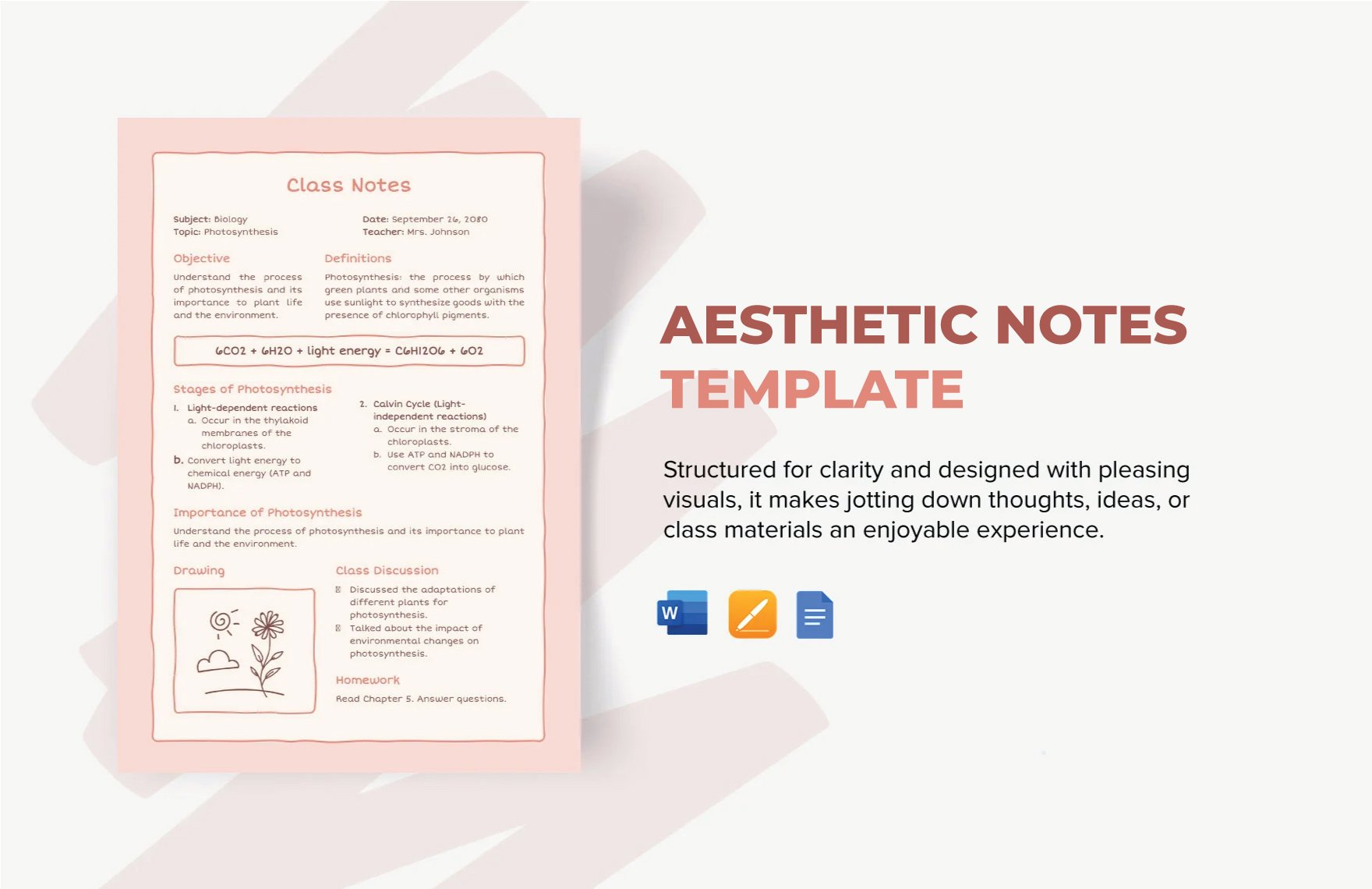 Free Aesthetic Notes Template in Word, Google Docs, Apple Pages