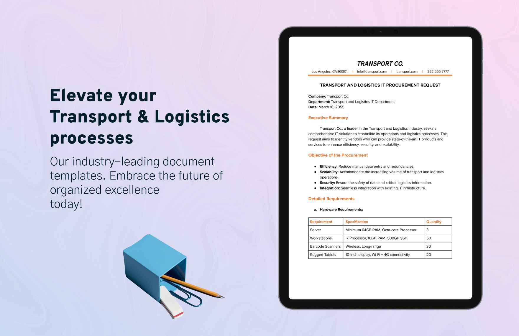 Transport and Logistics IT Procurement Request Template