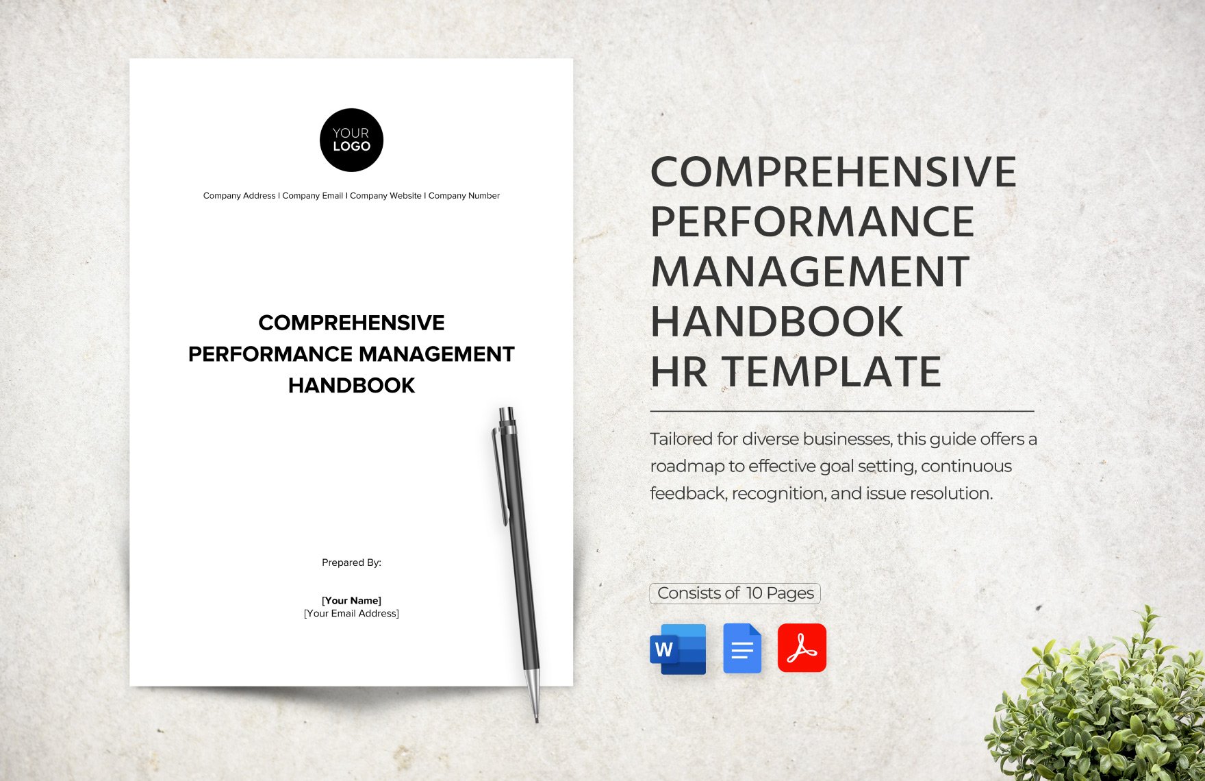 Comprehensive Performance Management Handbook HR Template in Word, Google Docs, PDF