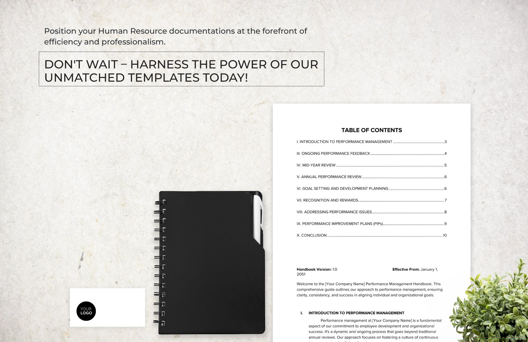 Comprehensive Performance Management Handbook HR Template