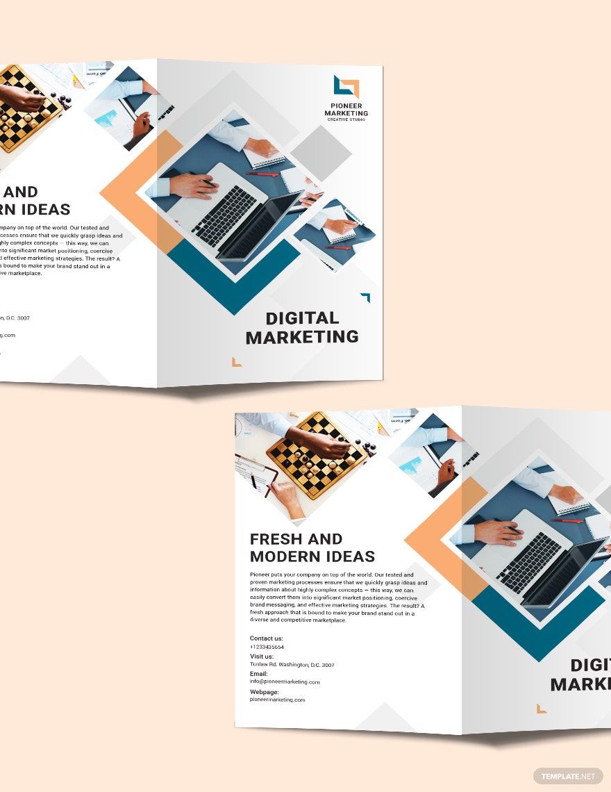 Marketing Agency Bi Fold Brochure Template In Pages Psd Indesign