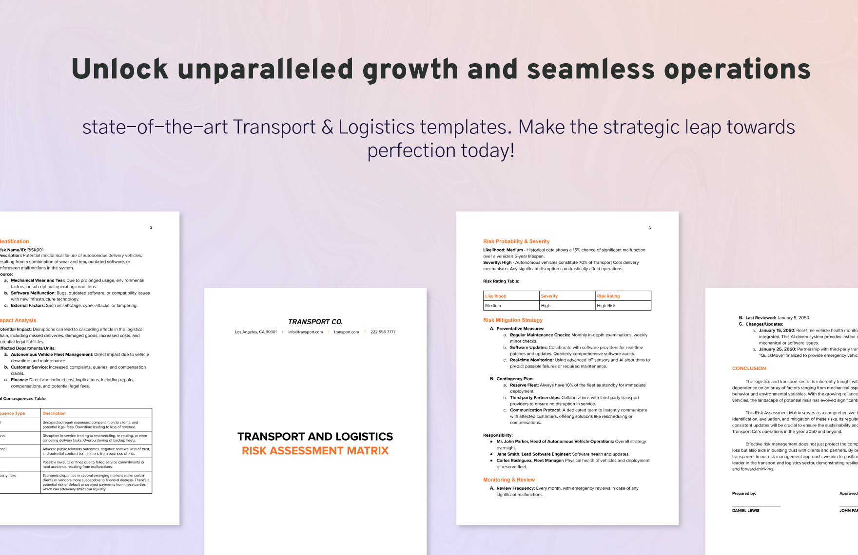 Transport and Logistics Risk Assessment Matrix Template