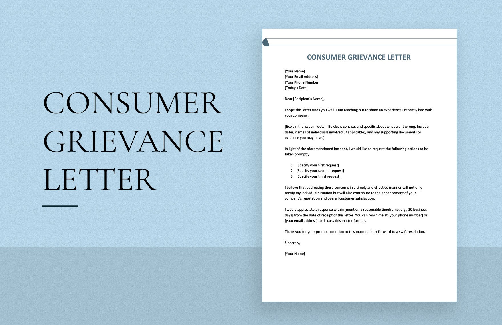 consumer grievance letter