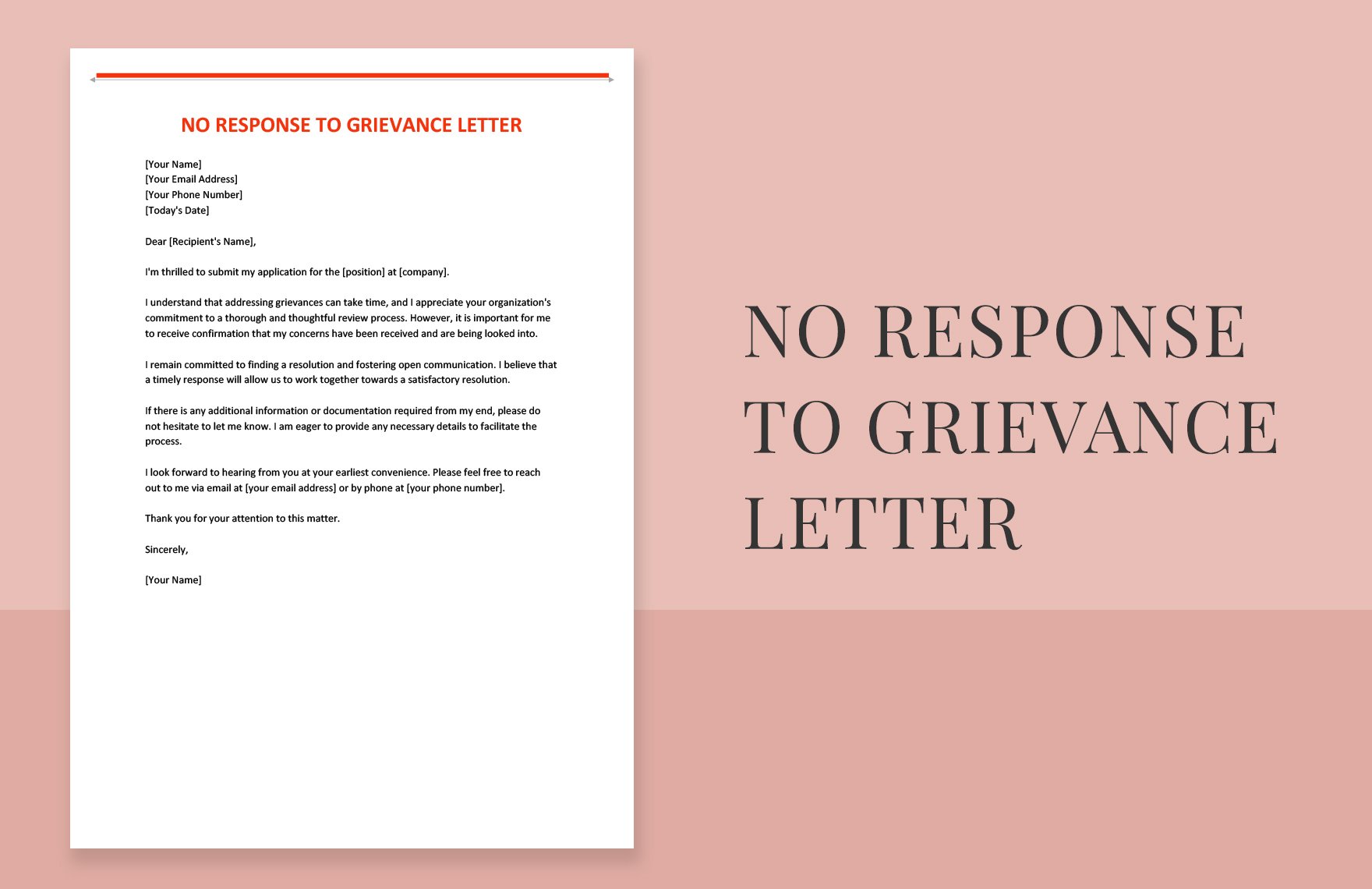 Free no response to grievance letter in Word, Google Docs