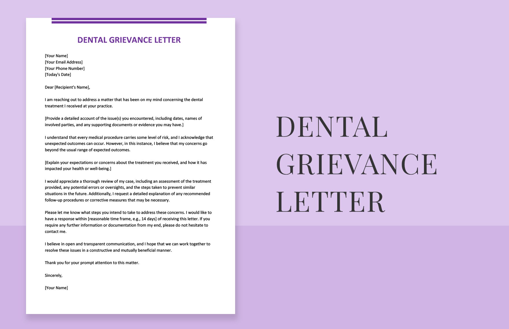 dental grievance letter