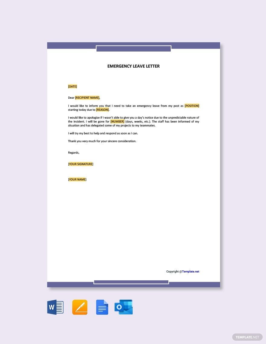 Emergency Leave Letter Template