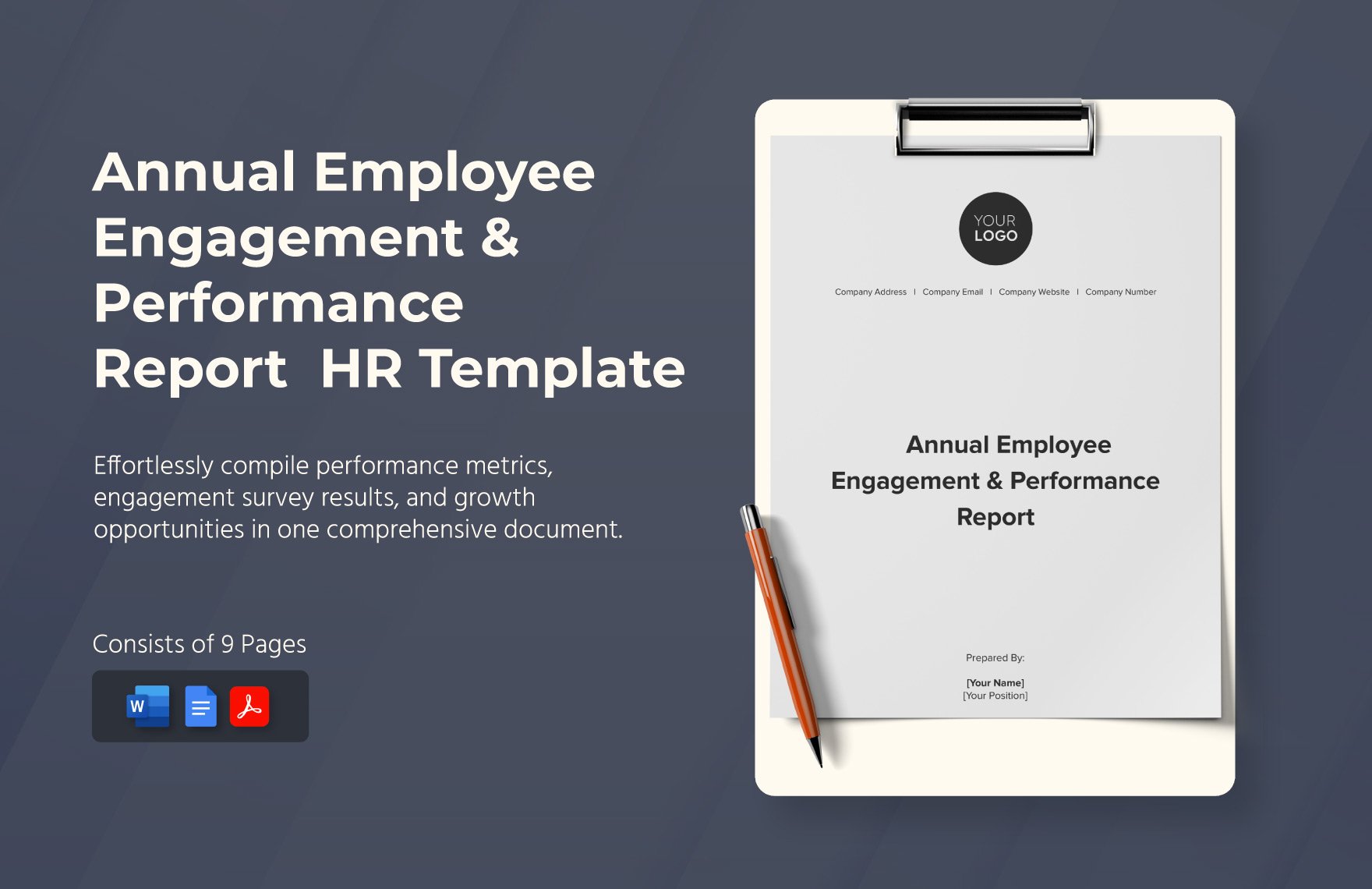 Annual Employee Engagement & Performance Report HR Template in Word, Google Docs, PDF