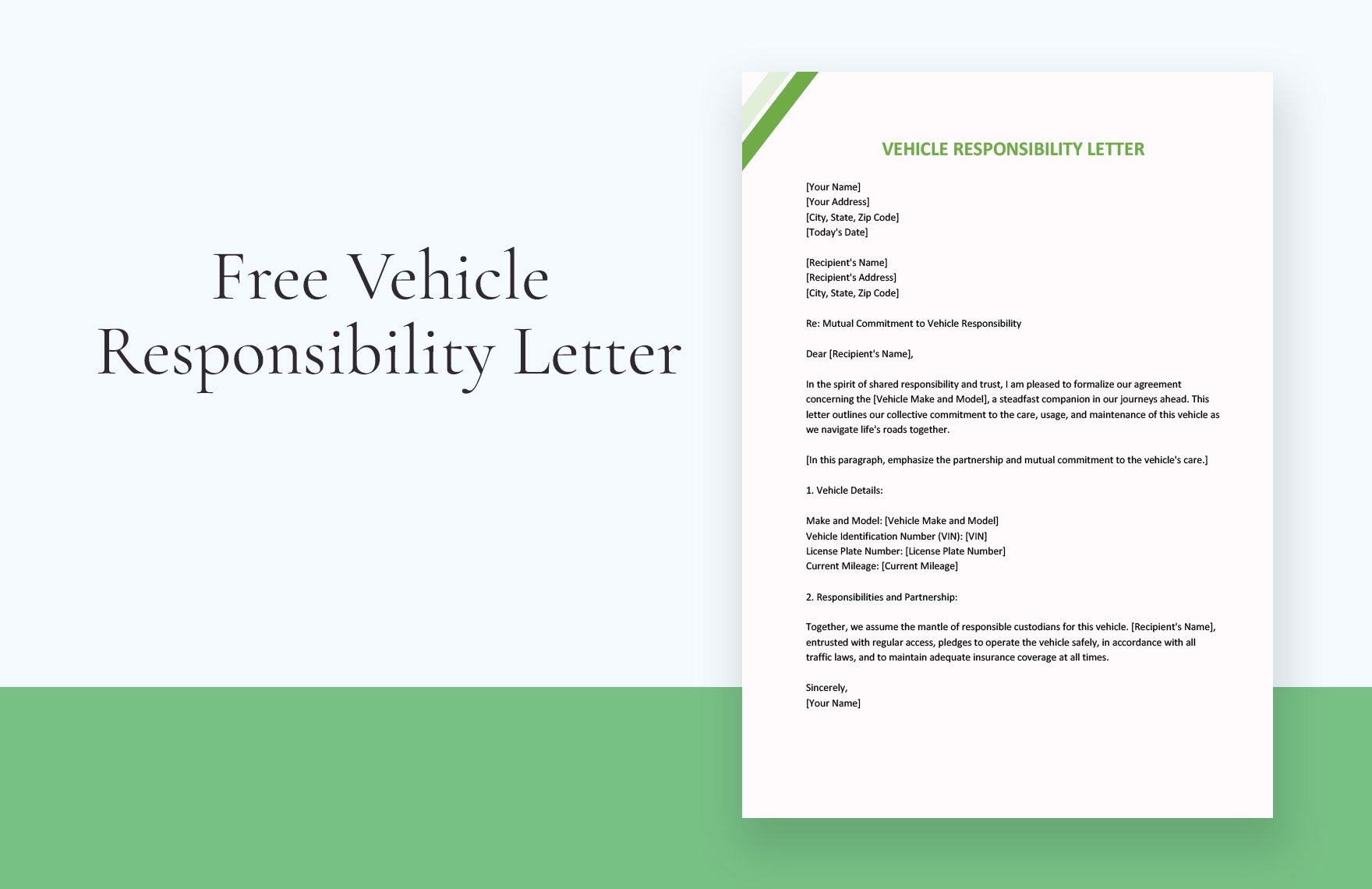 Vehicle Responsibility Letter