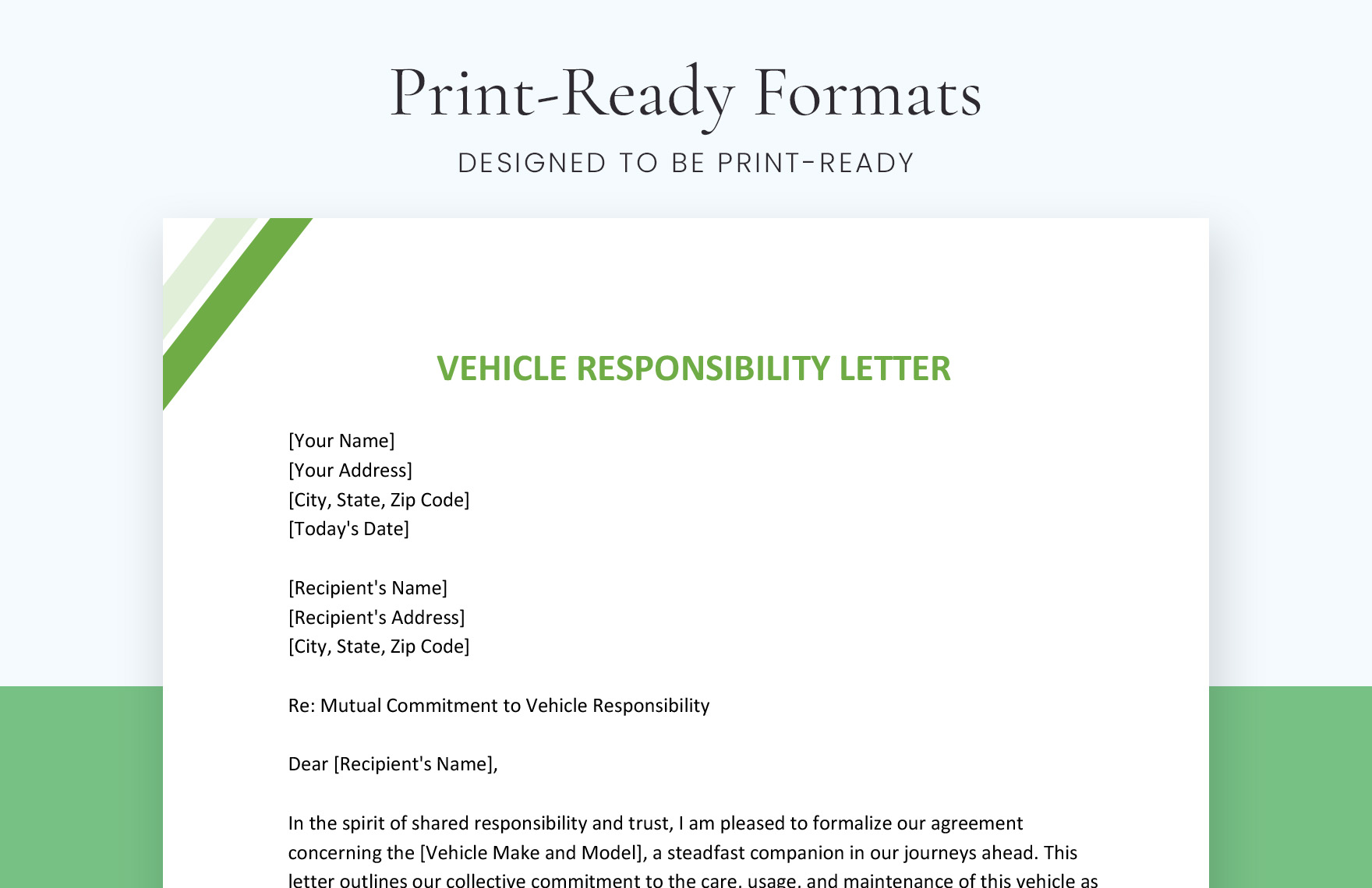 Vehicle Responsibility Letter