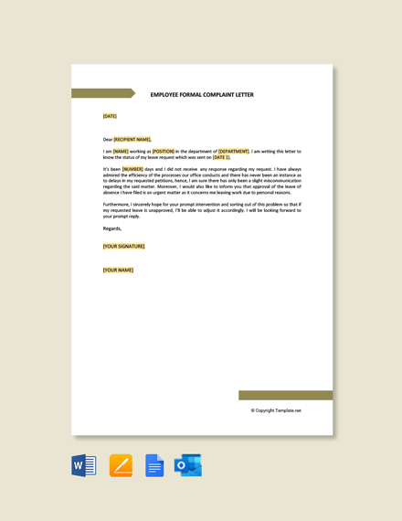 Employee Complaint Letter Template Google Docs Word Template