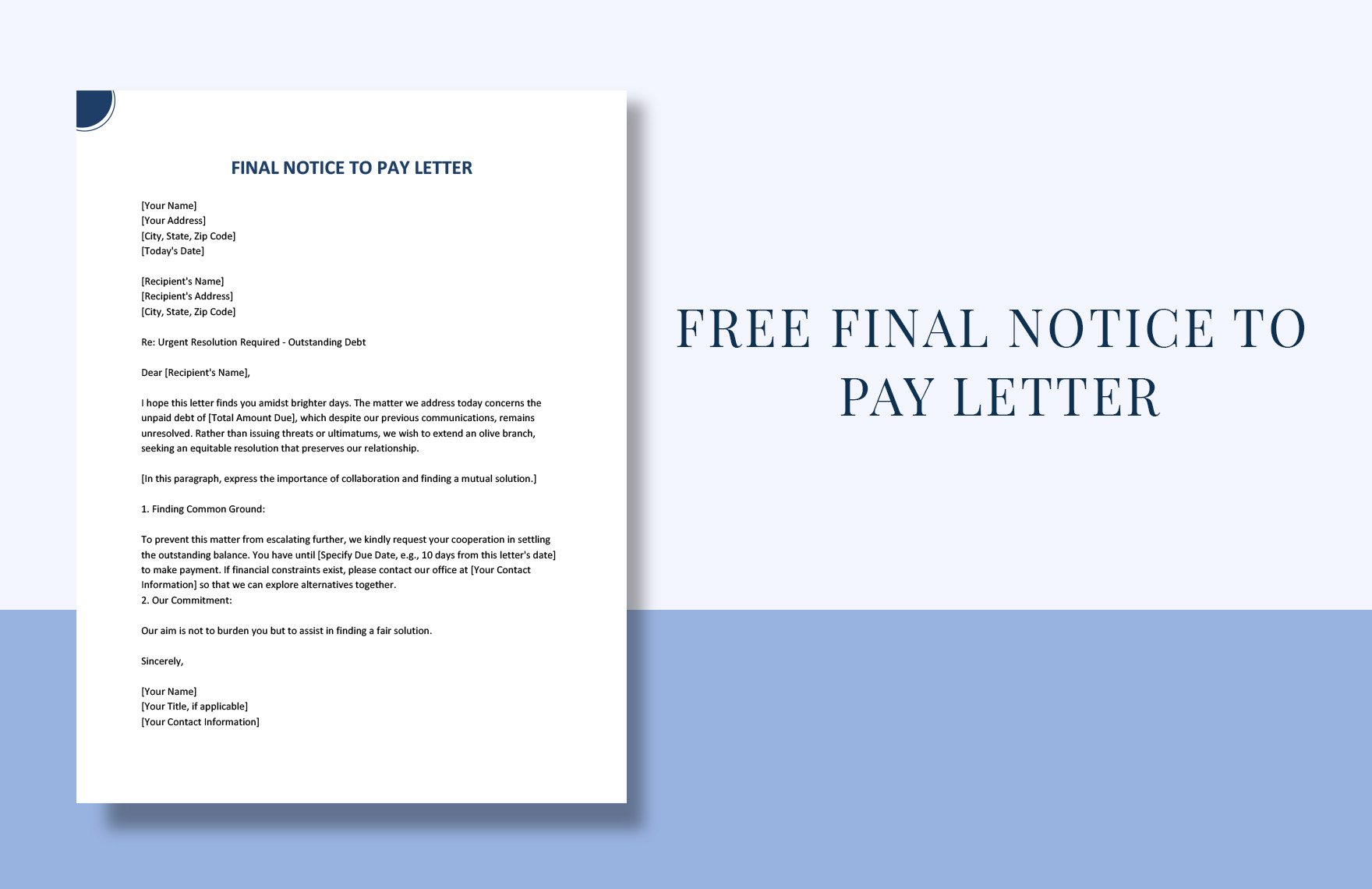 Final Notice To Pay Letter