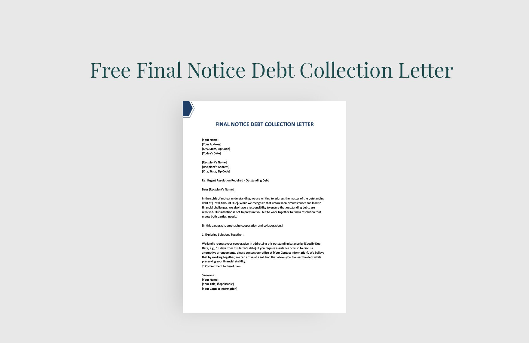 Final Notice Debt Collection Letter in Word, Google Docs