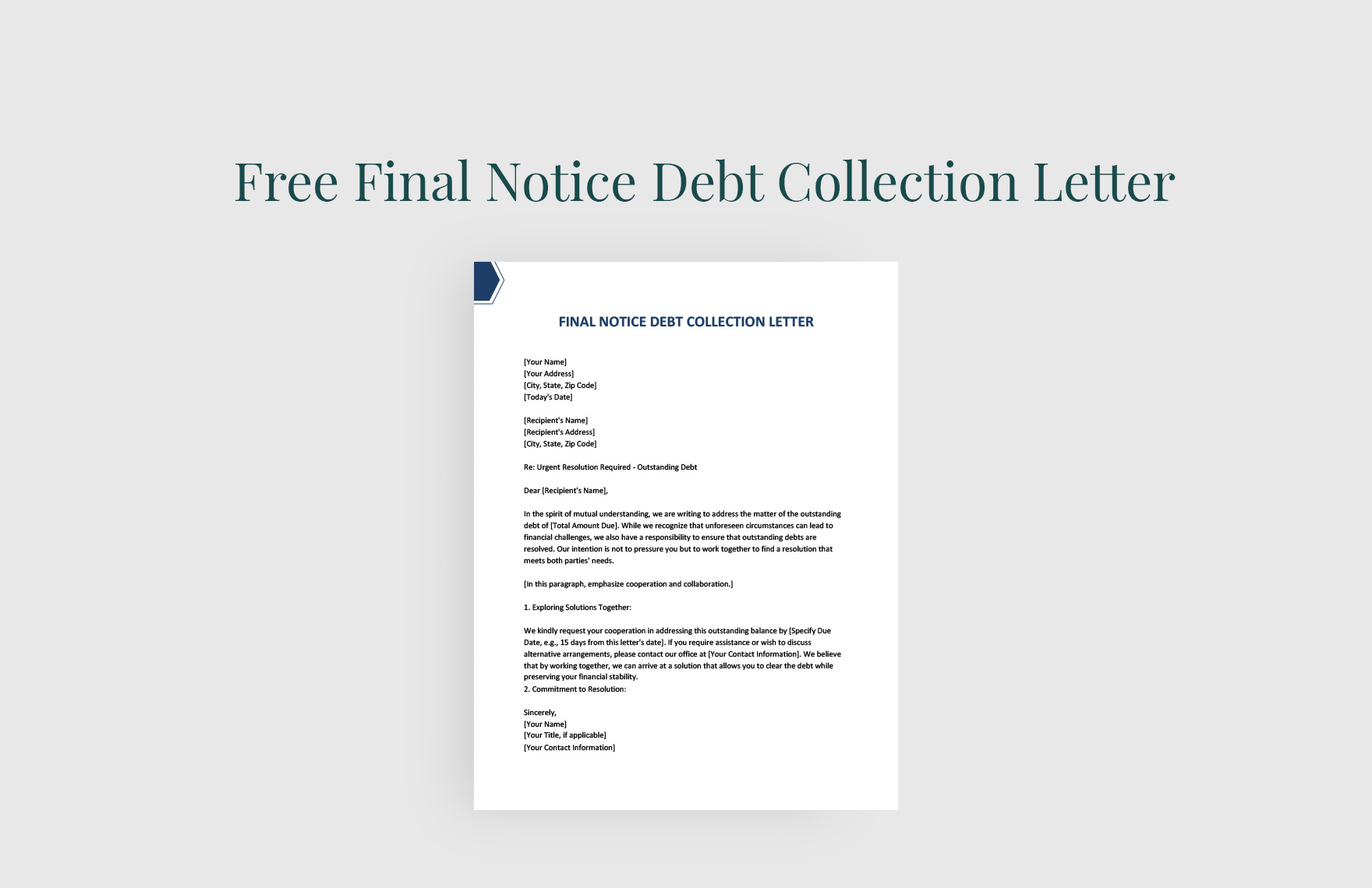 Debt Collection Final Notice Letter