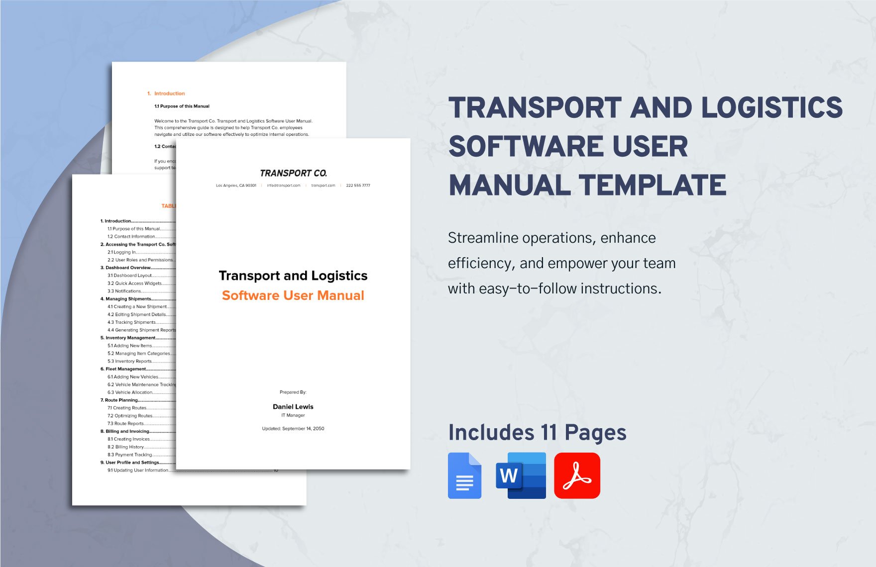 Transport and Logistics Software User Manual Template