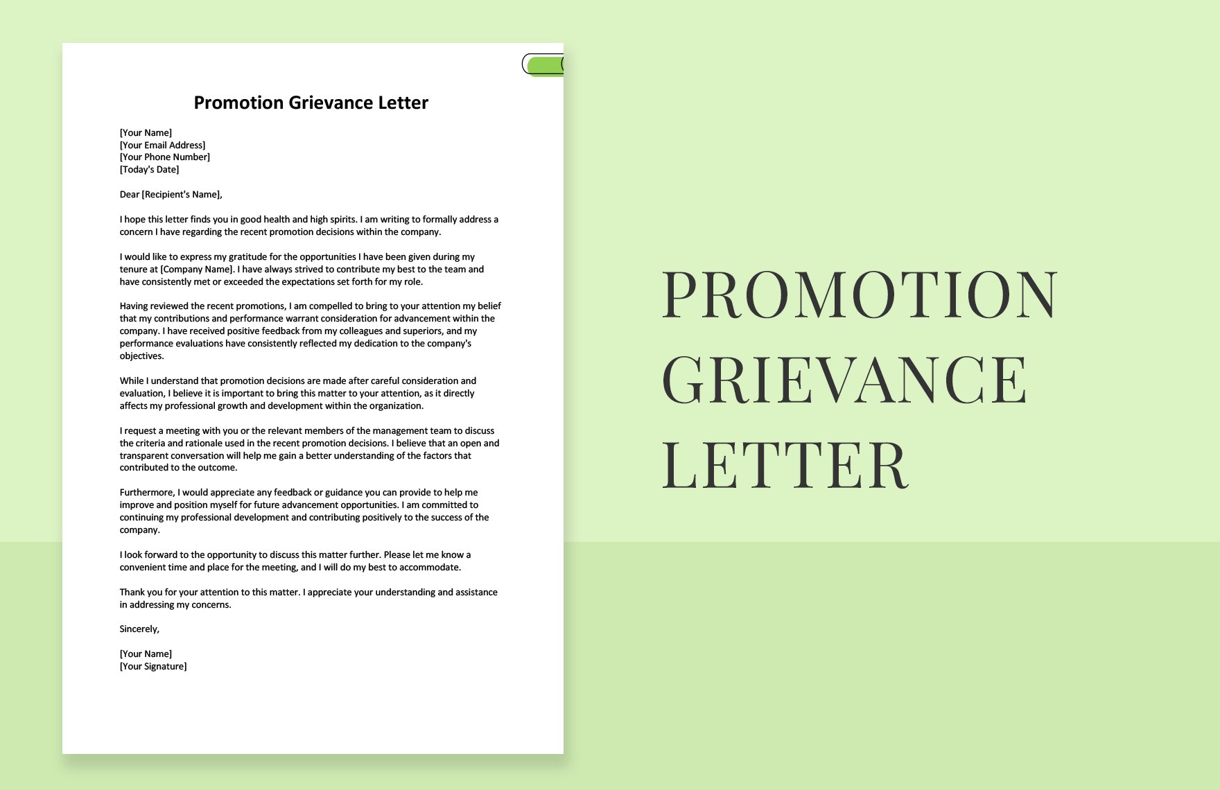 promotion grievance letter