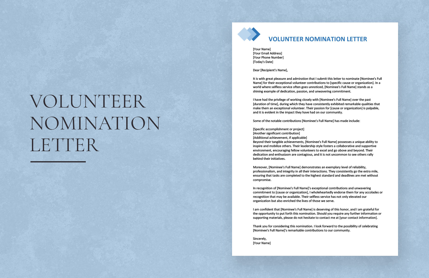 volunteer nomination letter in Word, Google Docs