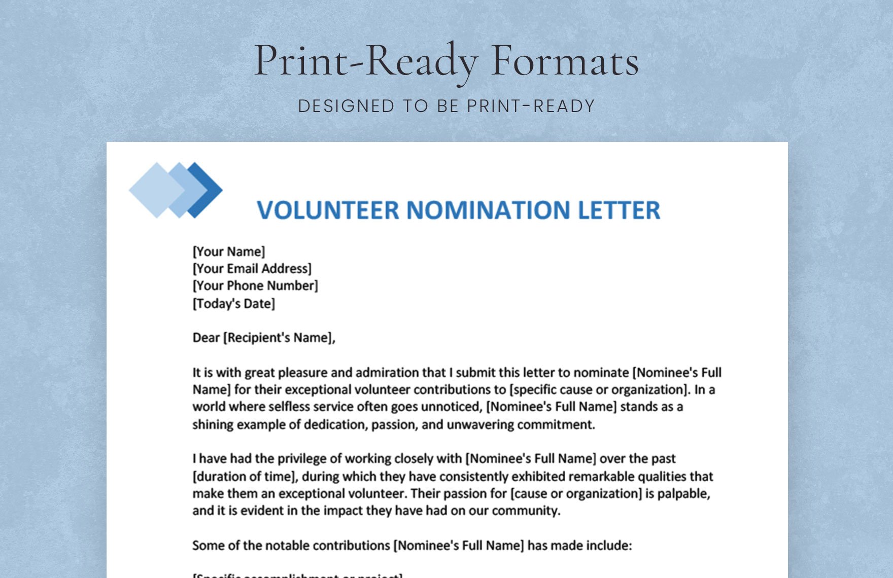 volunteer nomination letter