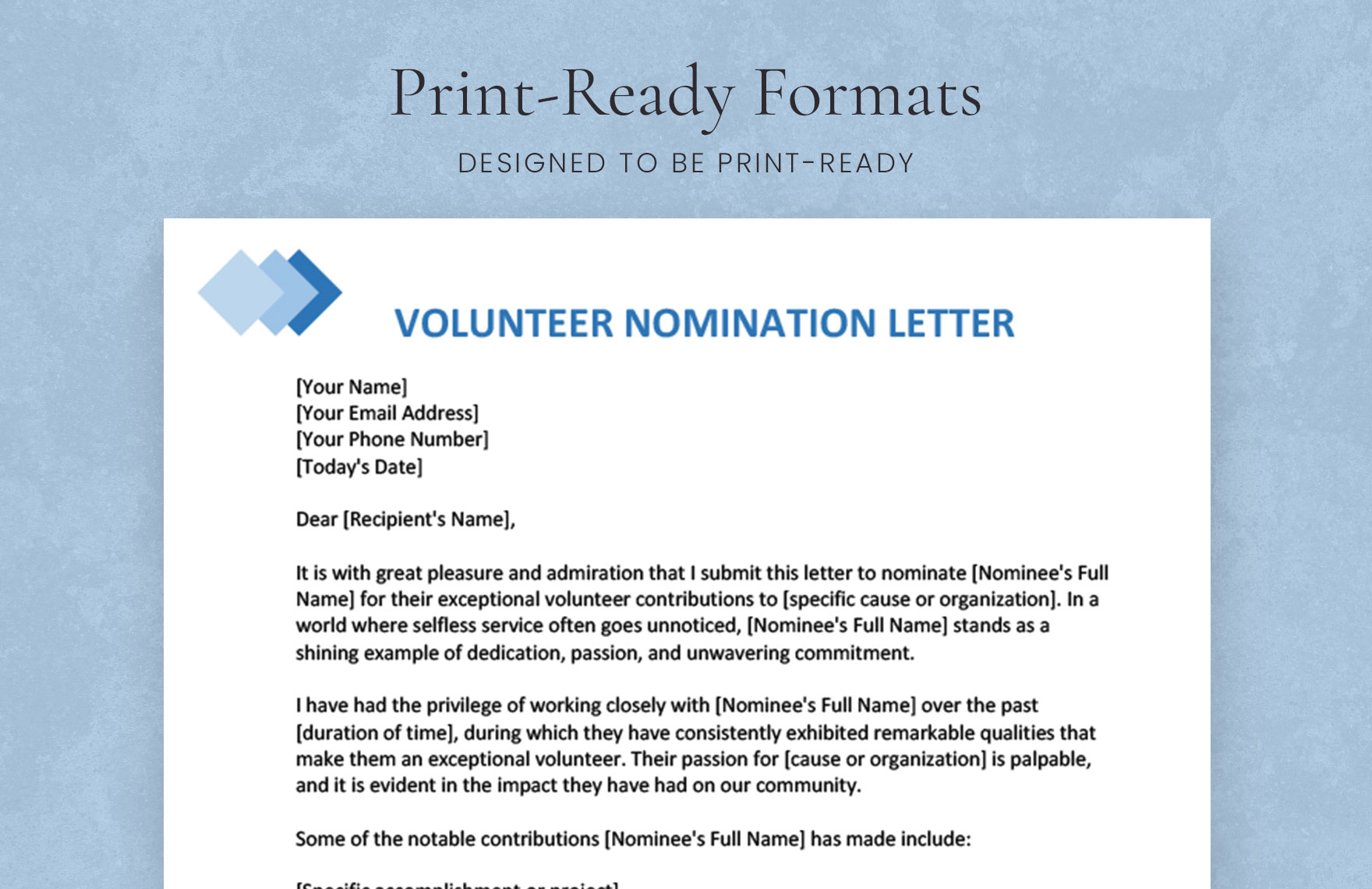 volunteer nomination letter