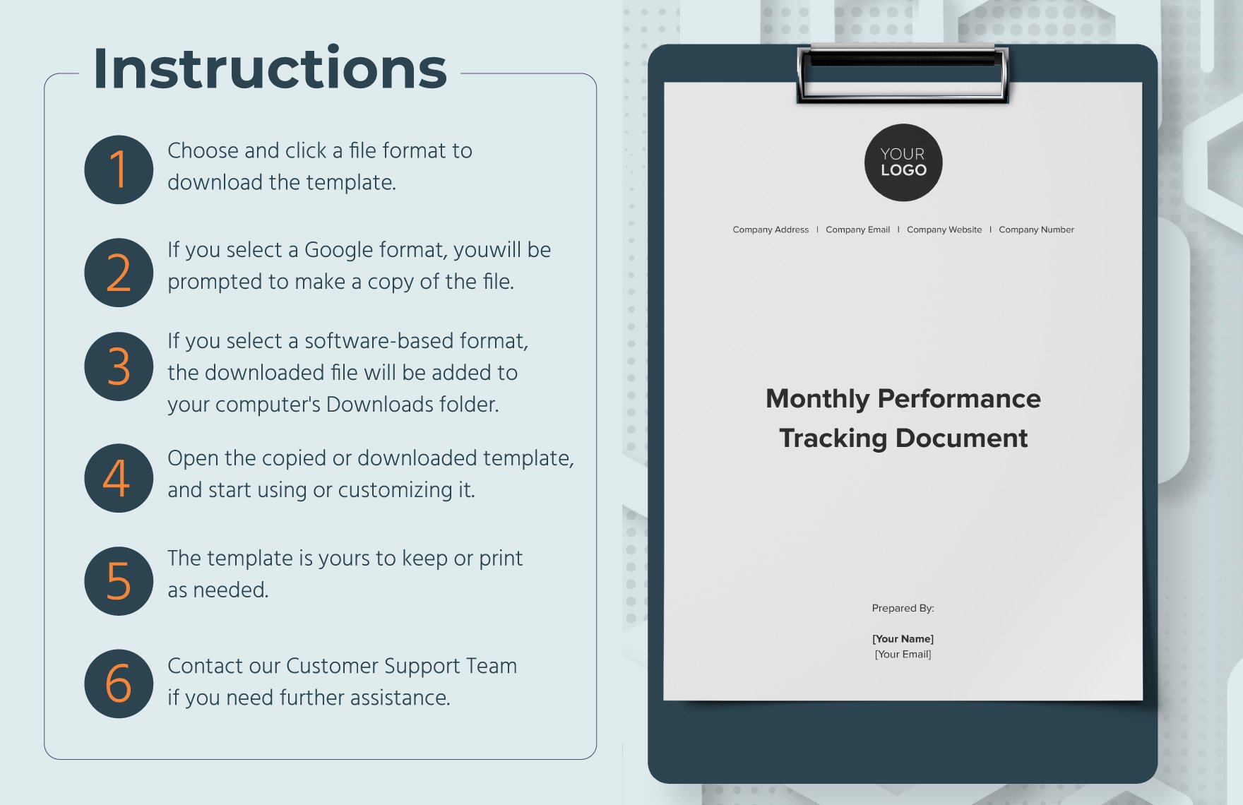 Monthly Performance Tracking Document HR Template