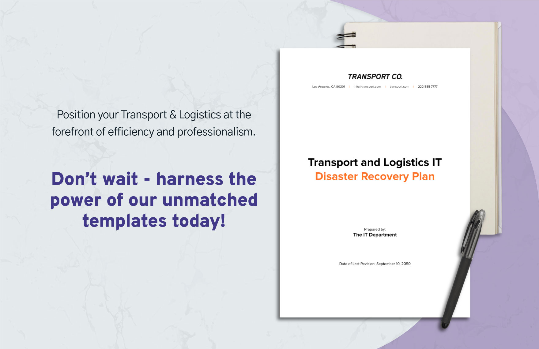 Transport and Logistics IT Disaster Recovery Plan Template