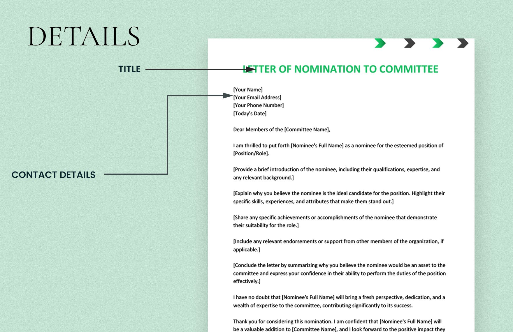 Letter of Nomination to Committee
