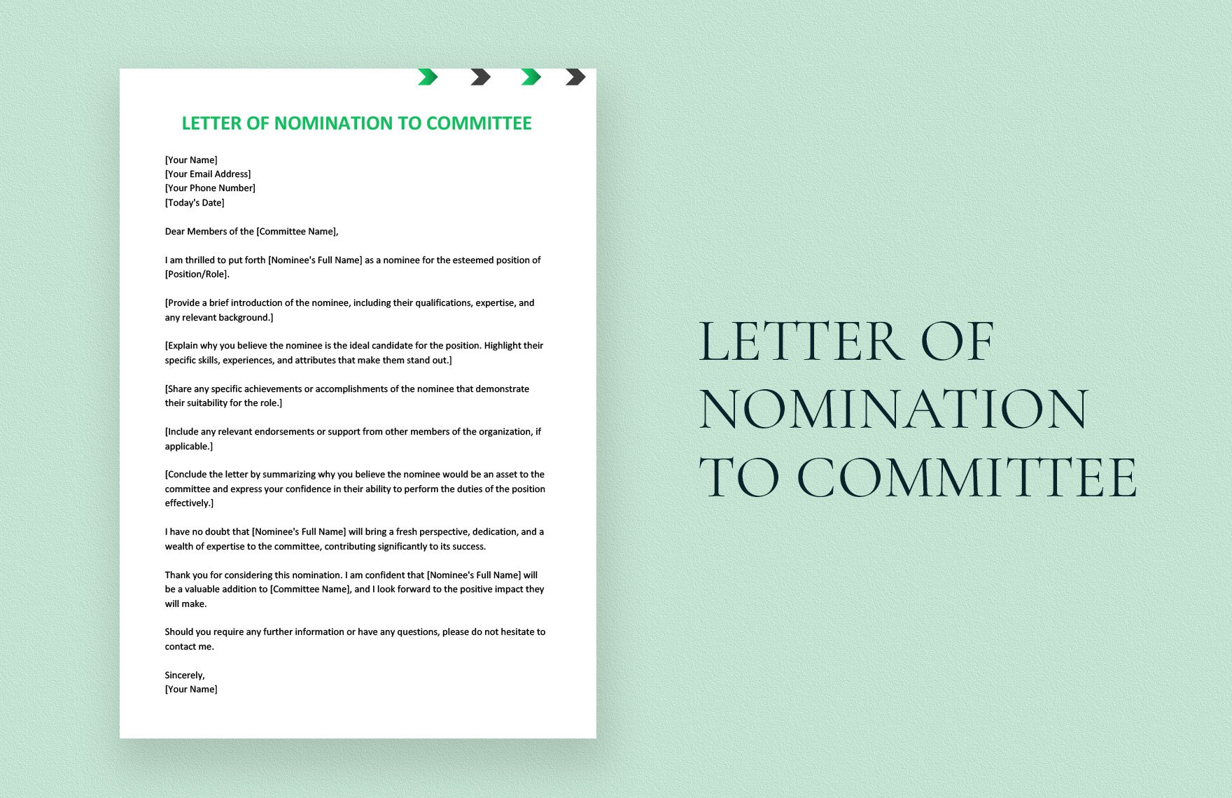 Letter of Nomination to Committee in Word, Google Docs