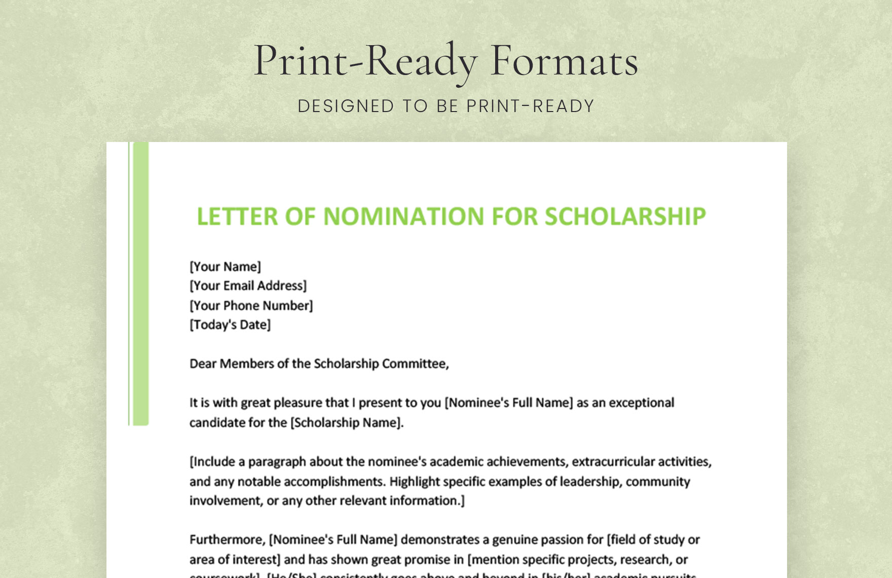 Letter of Nomination for Scholarship