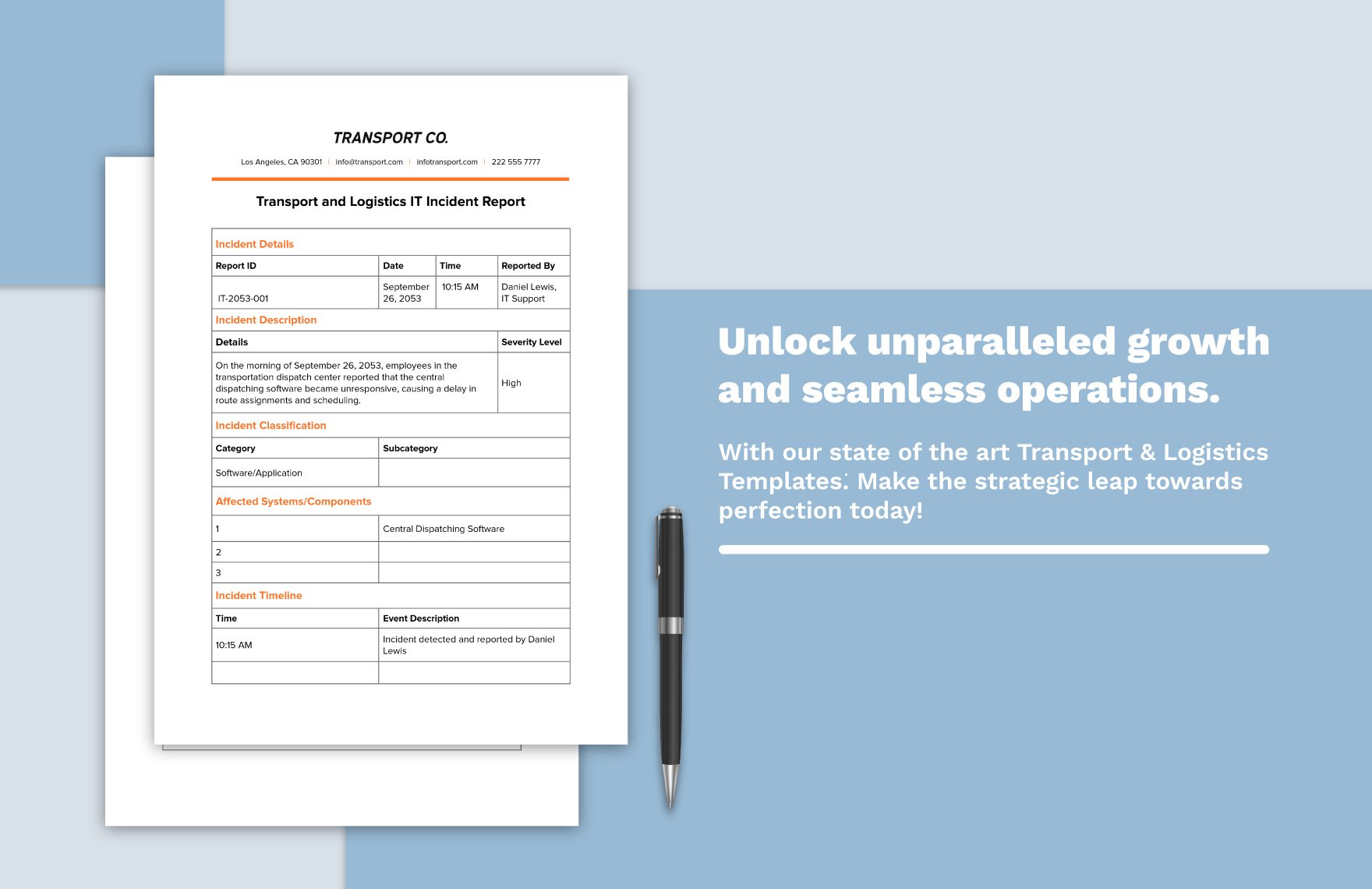 Transport and Logistics IT Incident Report Template