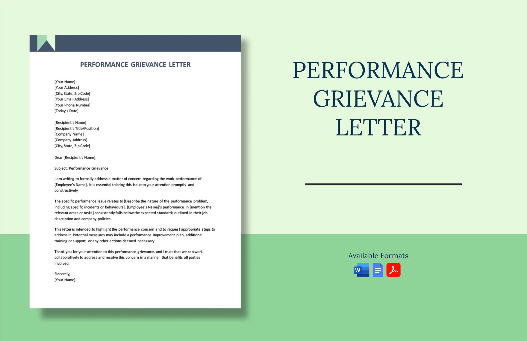 Performance Grievance Letter in Word, Google Docs, PDF
