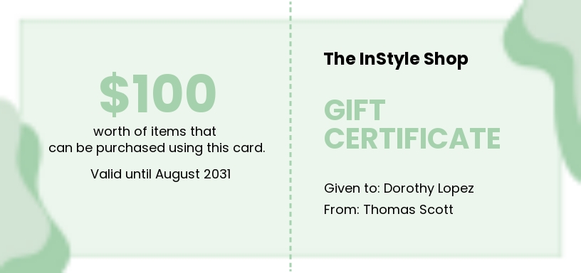Fashion Store Gift Certificate Template - Google Docs, Illustrator, Word, Apple Pages, Publisher
