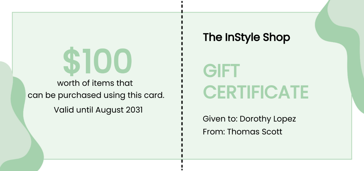 Fashion Store Gift Certificate Template
